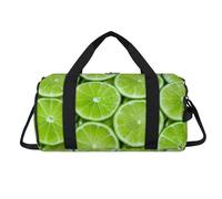 Lemon Lime Slices Sport Duffel Bag with Shoes Compartment Green Lemon Overnight Weekender Bags Travel Gym Luggage Organizer for Women Men Kids Girls Boys