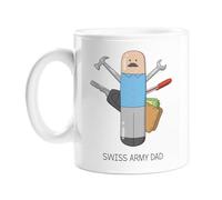 LEMON LOCO Swiss Army Dad Mug | Handyman Mug for Dad, Swiss Army Tool Joke, Swiss Army Shaped Dad with Tools Pen, Money and Keys, Well Prepared Father, Novelty Office Mug for Dad, Handy Dad