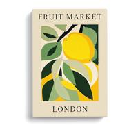 Lemon London Fruit Market Exhibition Canvas Print | Gallery Wrapped 30mm Frame Wall Art | 30x20 inches | Ready to Hang | Modern Still Life Picture | Living Room Bedroom Lounge Office