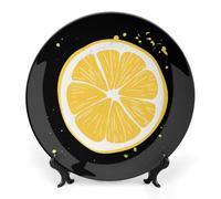 Lemon Lover Personalized Bone China Decorative Plate Ceramic Decorative Plates with Display Stand for Home Office Decor