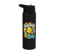 Lemon Lover Squeeze The Day Cute Citrus Floral Retro Artwork Stainless Steel Insulated Water Bottle