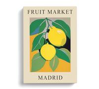 Lemon Madrid Fruit Market Exhibition Canvas Print | Gallery Wrapped 30mm Frame Wall Art | 30x20 inches | Ready to Hang | Modern Still Life Picture | Living Room Bedroom Lounge Office