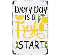 Lemon Metal Tin Sign Every Day Is A Fresh Start Posters Farmhouse Kitchen Bar Club Wall Artwork Home Decoration 8X12 Inch