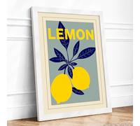 Lemon Modern Poster Mid-Century Framed Wall Art Print A3 (42×29.7cm) White, Wall Decor for Living Room, Bedroom, Office & Home, Ready to Hang, Art Gift