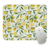 Lemon Mouse Pad Yellow and Green Lemon Flowers Small Mousepad, Rectangle Summer Travel Computer Mouse Pad for Laptop, Cute Mousepad Retro Lemons Gifts Office Decor for Women 11.8"x9.8"