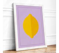 Lemon on Lavender Minimalist Framed Wall Art Print A3 (42×29.7cm) White, Wall Decor for Living Room, Bedroom, Office & Home, Ready to Hang, Art Gift