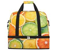 Lemon Orange Grapefruit Slices Foldable Travel Duffel Bag Large Capacity Sports Gym Bag with Wet Dry Compartment Shoe Pocket Lightweight Carry On Overnight Weekender Bag for Women Men