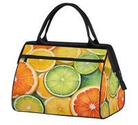Lemon Orange Grapefruit Slices Travel Sports Bag for Women Men, Large Capacity Weekender Duffel Bag Waterproof Carry On Overnight Bag for Gym Travel Outdoor Activities