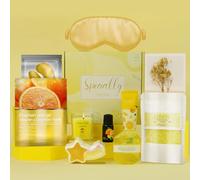 Lemon Pamper Gift Set for Women, Luxury Bath and Spa Gift Box, Self Care Relaxation Gifts for Her, Birthday Gifts for Mum, Wife, Sister, Best Friend, Teacher and Colleague