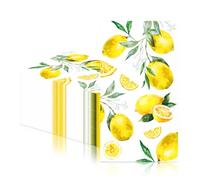 Lemon Paper Napkins Serviette,Cocktail Napkins Dinner Napkins,Yellow Paper Napkin Serviette Tableware for Girls Boys Birthday Party,Lemon Fruit Themed Party Decorations