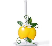 Lemon Paper Towel Roll Holder Countertop - Lemon Housewarming Gifts for Women, Farmhouse Kitchen Decor and Accessories, Vintage Home Yellow Kitchen Counter Decor, 3D Handmade Pattern, Weighted Base