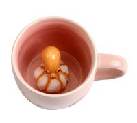 Lemon Park Octopus Ceramic Cup Hidden 3D Animal Inside Mug,Cute Cartoon Handmade Figurine Mug,Christmas Birthday Surprise for Friends Family or Kids (Pink Octopus)