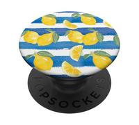 Lemon Pattern Citrus Summer Lemons Fruit Tropical Stripe PopSockets Adhesive PopGrip