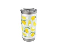 Lemon Pattern Citrus Summer Lemons Fruit Tropical Yellow Stainless Steel Insulated Tumbler