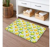 Lemon Pattern Quick Dry Bath Mat, Joyful Yellow Citrus Absorbent Non Slip Shower Mat, Spring Decorative Flannel Washable Bath Rugs for Bathroom Toilet Restroom 16x24 Inch