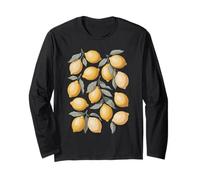 Lemon Pattern with Leaves Botanical Citrus Long Sleeve T-Shirt