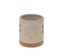 Lemon Pavilion Furniture and Decor Alora Snowflake Candle Holder on Wood Base - L8 x W8 x H10 cm - White Lemon Pavilion Furniture and Decor White