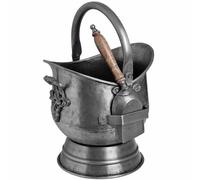 Lemon Pavilion Furniture and Decor Antique Pewter Coal Bucket with Shovel - L28 x W30 x H44 cm in Silver Lemon Pavilion Furniture and Decor Silver