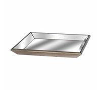 Lemon Pavilion Furniture and Decor Astor Distressed Mirrored Tray W/Wooden Detailing - L50 x W50 x H5 cm in Gold Lemon Pavilion Furniture and Decor Gold