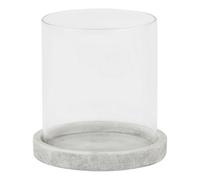 Lemon Pavilion Furniture and Decor Athena Stone Hurricane Lantern - Ceramic - L14 x W14 x H14 cm - White in Grey Lemon Pavilion Furniture and Decor Grey
