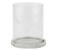 Lemon Pavilion Furniture and Decor Athena Stone Large Hurricane Lantern - L18 x W18 x H21 cm - White in Grey Lemon Pavilion Furniture and Decor Grey
