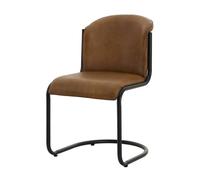 Lemon Pavilion Furniture and Decor Billy Leather Curved Dining Chair - Metal - L61 x W51 x H85 cm - Brown Lemon Pavilion Furniture and Decor Brown