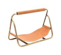 Lemon Pavilion Furniture and Decor Contemporary Hanging Leather Kindling Holder - L18 x W29.5 x H20 cm in Gold Lemon Pavilion Furniture and Decor Gold
