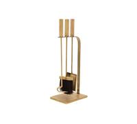 Lemon Pavilion Furniture and Decor Fireside Companion Set Square - Iron - L15 x W20.5 x H50 cm - Brass in Yellow Lemon Pavilion Furniture and Decor Yellow