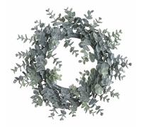 Lemon Pavilion Furniture and Decor Large Frosted Eucalyptus Candle Wreath - Plastic - L8 x W33 x H33 cm in Green Lemon Pavilion Furniture and Decor Green