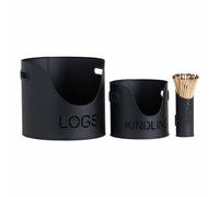 Lemon Pavilion Furniture and Decor Logs and Kindling Buckets and Matchstick Holder, Metal, H32 cm, Black Lemon Pavilion Furniture and Decor Black