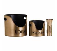 Lemon Pavilion Furniture and Decor Logs and Kindling Buckets and Matchstick Holder, Metal, H32 cm, Bronze Lemon Pavilion Furniture and Decor Bronze