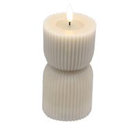Lemon Pavilion Furniture and Decor Luxe Collection Natural Glow 2.75 x 6 Stone Carved LED Candle in Beige Lemon Pavilion Furniture and Decor Beige