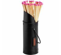 Lemon Pavilion Furniture and Decor Matchstick Holder with 60 Matches, Steel/Wood, L7 x W7 x H24 cm, Black Lemon Pavilion Furniture and Decor Black