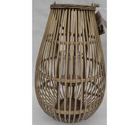 Lemon Pavilion Furniture and Decor Medium Ellipse Lantern with Glass Holder - Wicker - L28 x W28 x H42 cm in Brown Lemon Pavilion Furniture and Decor Brown