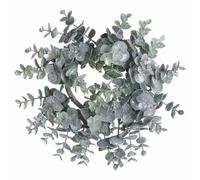 Lemon Pavilion Furniture and Decor Medium Frosted Eucalyptus Candle Wreath - Plastic - L8 x W28 x H28 cm in Green Lemon Pavilion Furniture and Decor Green