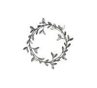 Lemon Pavilion Furniture and Decor Mistletoe Wreath - Glass/Metal - L32 x W2 x H32 cm - Galvanised in Grey Lemon Pavilion Furniture and Decor Grey