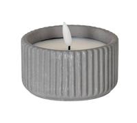 Lemon Pavilion Furniture and Decor Natural Glow Ribbed Small Led Candle - Wax - L9xW9xH5 cm - Grey Lemon Pavilion Furniture and Decor Grey