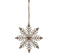 Lemon Pavilion Furniture and Decor Rustic Hanging Gem Snowflake Bauble Decoration - L1xW13xH18 cm - White Lemon Pavilion Furniture and Decor White