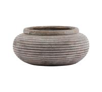 Lemon Pavilion Furniture and Decor Siena Round Ribbed Planter - Ceramic - L41 x W41 x H19 cm - Brown Lemon Pavilion Furniture and Decor Brown