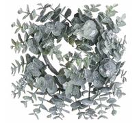 Lemon Pavilion Furniture and Decor Small Frosted Eucalyptus Candle Wreath - Plastic - L8 x W25 x H25 cm in Green Lemon Pavilion Furniture and Decor Green