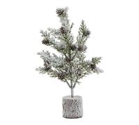 Lemon Pavilion Furniture and Decor Small Snowy Fir Tree with Pinecones in Wood Log - Height 30 cm - Brown in Green Lemon Pavilion Furniture and Decor Green