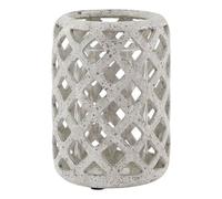Lemon Pavilion Furniture and Decor Stone Effect Hurricane Lantern - Ceramic - L16 x W16 x H23 cm - Grey Lemon Pavilion Furniture and Decor Grey