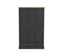 Lemon Pavilion Furniture Devon 3 Door 2 Drawer Wardrobe - L57.7 x W112.9 x H181.6 cm - Charcoal in Black | Size: 1 Pack Lemon Pavilion Furniture Black 1 Pack