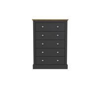Lemon Pavilion Furniture Devon 5 Drawer Chest - L39.5 x W79 x H111.9 cm - Charcoal in Black | Size: 1 Pack Lemon Pavilion Furniture Black 1 Pack