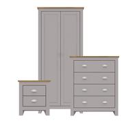 Lemon Pavilion Furniture Lancaster Bedroom Set - MDF - L49.4 x W79 x H180 cm - Grey/Oak in Grey | Size: 1 Pack Lemon Pavilion Furniture Grey 1 Pack