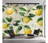 Lemon Photo Wallpaper, Leaf Fruit Lemon Wallpaper Mural, 200x140cm Wall Paper for Bedroom Living Room, Non-Woven Wall Mural Room Decor EL&D66