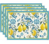 Lemon Placemats, 4Pcs Summer Fruit Heat Resistant Table Place Mats Washable Tablemats Dining Table Decoration for Kitchen Party (#2)