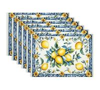 Lemon Placemats 4Pcs Summer Fruit Heat Resistant Table Place Mats Washable Tablemats Dining Table Decoration for Kitchen Party (#4)