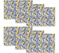 Lemon Placemats Set of 6 Italian Lemon Fruit Table Mats Yellow Blue Washable Place mats for Party Kitchen Dining Decoration 12x18 Inch