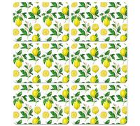 Lemon Placemats Set of 6 Summer Plastic Table Mats Yellow Lemonade Theme Place Mats Washable Vinyl Rustic Holiday Table Decoration for Indoor Outdoor Party Kitchen Dining Table